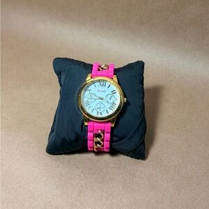 Geneva Women's Gold Watch with Pink Band
